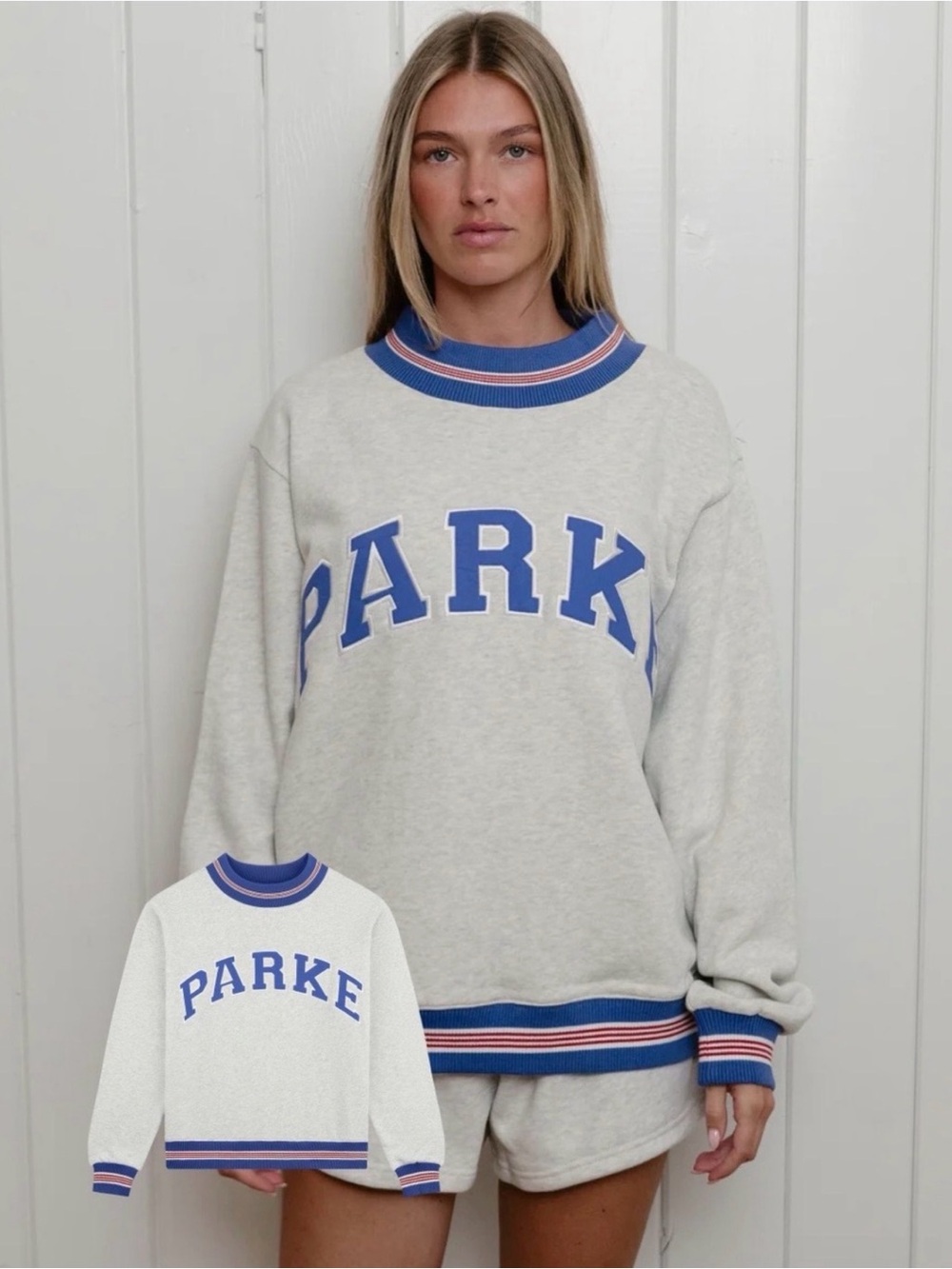 PARKE boardwalk Varsity mock neck Oversized Sweatshirt L/XL NWT exclusive!